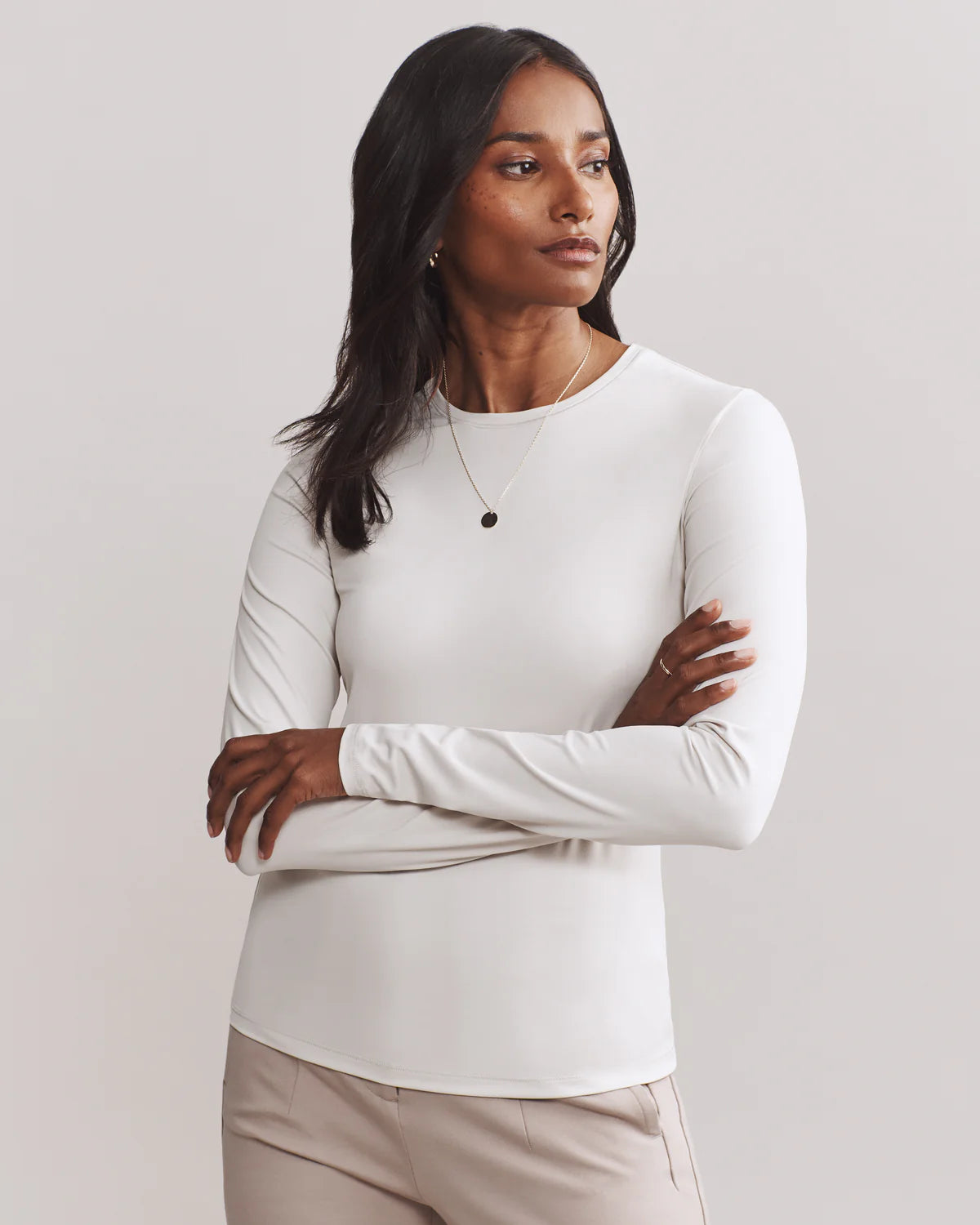 Rhone Women's Ultimate Layer Long Sleeve T-Shirt - Sand-- Thin T-Shirt Open Front Quick Dry Rhone Women's Ultimate Layer Long Sleeve T-Shirt - Sand-- Thin T-Shirt Open Front Quick Dry