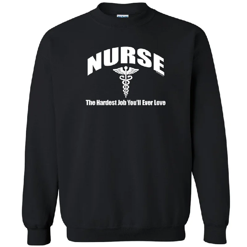 Zexpa Apparelâ„¢ Nurse The Hardest Love You'll Ever Love Unisex Crewneck Cool Sweatshirt Hoodie with Hem Patch Decorative Personalized Zexpa Apparelâ„¢ Nurse The Hardest Love You'll Ever Love Unisex Crewneck Cool Sweatshirt Hoodie with Hem Patch Decorative Personalized
