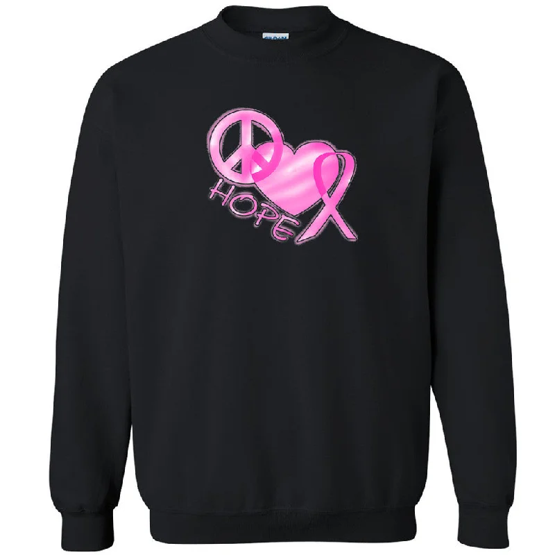 Zexpa Apparelâ„¢ Peace Hearth Ribbon Hope Unisex Crewneck Breast Cancer Month Sweatshirt Hoodie with High-Low Hem Asymmetrical Trendy Zexpa Apparelâ„¢ Peace Hearth Ribbon Hope Unisex Crewneck Breast Cancer Month Sweatshirt Hoodie with High-Low Hem Asymmetrical Trendy