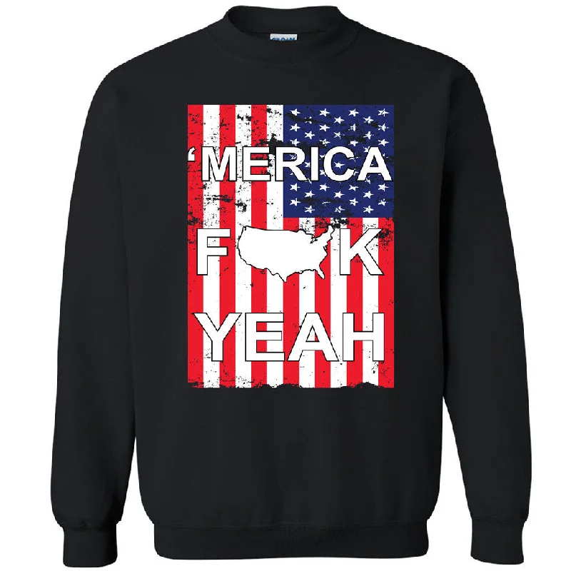 Zexpa Apparelâ„¢ Merica F Yeah Unisex Crewneck USA Flag Map Patriotic American Sweatshirt Hoodie with Button Classic Timeless Zexpa Apparelâ„¢ Merica F Yeah Unisex Crewneck USA Flag Map Patriotic American Sweatshirt Hoodie with Button Classic Timeless