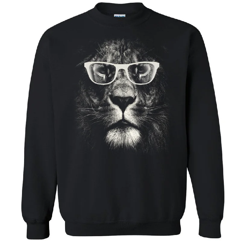 Zexpa Apparelâ„¢ Old Lion With Glasses Unisex Crewneck Whole Garment Print Sweatshirt Hoodie with Hem Lace Feminine Delicate Zexpa Apparelâ„¢ Old Lion With Glasses Unisex Crewneck Whole Garment Print Sweatshirt Hoodie with Hem Lace Feminine Delicate