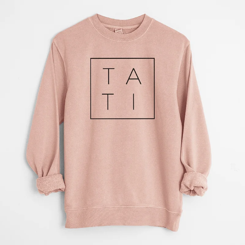 Tati Boxed - Unisex Pigment Dyed Crew Sweatshirt Hoodie with Zipper Versatile Modern Tati Boxed - Unisex Pigment Dyed Crew Sweatshirt Hoodie with Zipper Versatile Modern