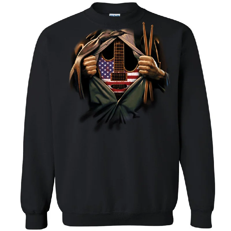 Zexpa Apparelâ„¢ Music In Me Unisex Crewneck Drummer Guitarist Musician USA Flag Sweatshirt Hoodie with Logo Branding Identity Zexpa Apparelâ„¢ Music In Me Unisex Crewneck Drummer Guitarist Musician USA Flag Sweatshirt Hoodie with Logo Branding Identity