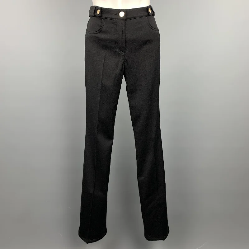 ROBERTO CAVALLI Size 2 Black Tweed Gold Button Dress Pants Comfortable Jogger Trousers ROBERTO CAVALLI Size 2 Black Tweed Gold Button Dress Pants Comfortable Jogger Trousers