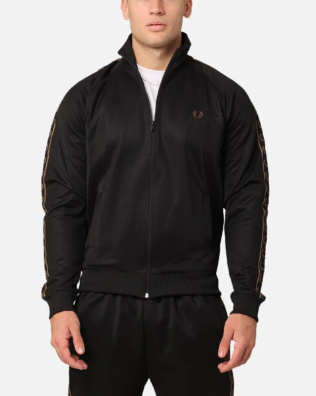 Fred Perry Contrast Tape Track Jacket Black/Stone Cotton Jacket Linen Jacket Terry Jacket Fred Perry Contrast Tape Track Jacket Black/Stone Cotton Jacket Linen Jacket Terry Jacket